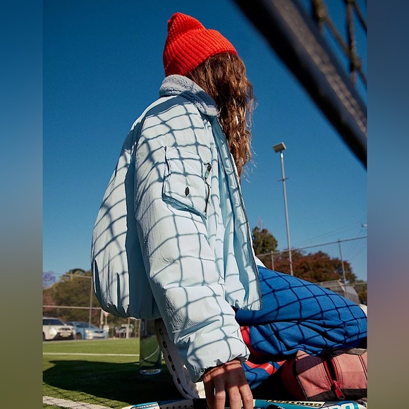 NEW Free People Outpost Bomber Jacket In Boardwalk Blue - Picture 13 of 14